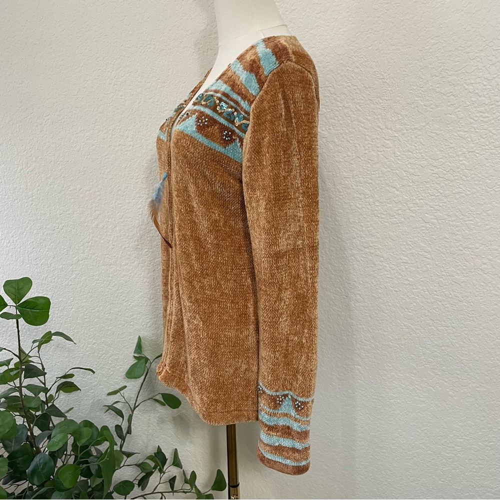 Soft Surroundings Chenille Zip Front Sweater - Picture 3 of 8